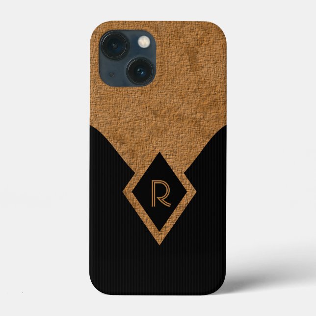 Coques Case-Mate iPhone Élégant Monogramme Noir Tan Classy Tough (Verso)
