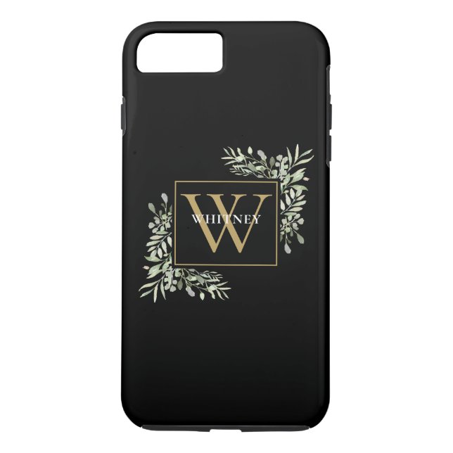 Coques Case-Mate iPhone Élégant Monogramme Personnalisé Vert Foncé Or (Dos)
