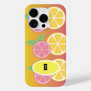 Coque Case-Mate iPhone Élégant Monogramme rose et jaune