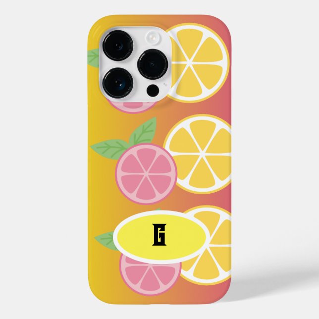 Coques Case-Mate iPhone Élégant Monogramme rose et jaune (Verso)