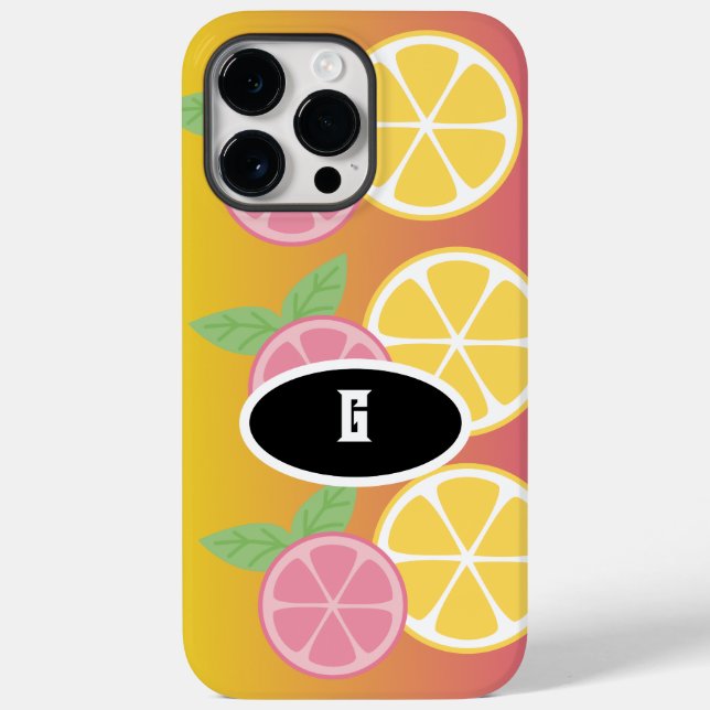 Coques Case-Mate iPhone Élégant Monogramme rose et jaune (Verso)