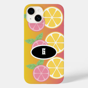 Coque Case-Mate iPhone Élégant Monogramme rose et jaune