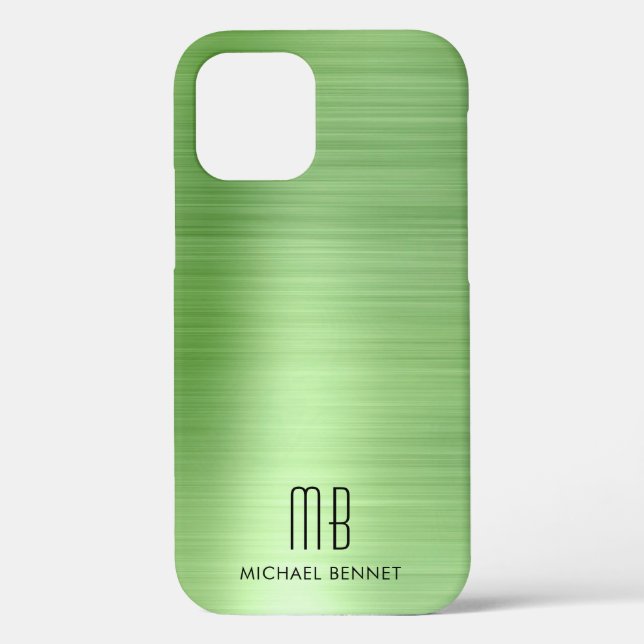 Coques Case-Mate iPhone Élégant Monogramme Vert (Verso)