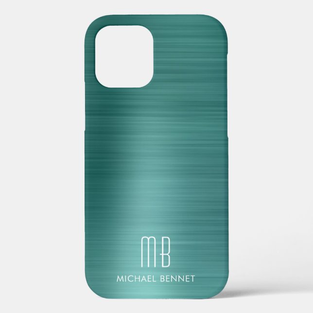 Coques Case-Mate iPhone Élégant Monogramme vert (Verso)