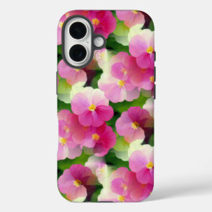 Coque Pour iPhone 16 Élégant Motif à fleurs rose et blanc Impatiens