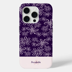 Coque Case-Mate iPhone Élégant Motif à fleurs violettes et bleues