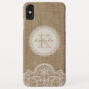 Coque Pour iPhone XS Max Élégant Motif de dentelle d'ivoire de Burlap en 