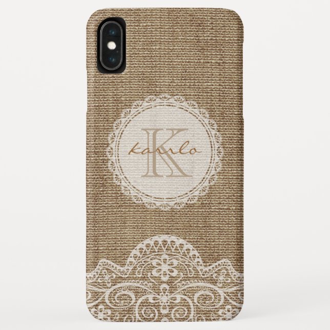 Coques Case-Mate iPhone Élégant Motif de dentelle d'ivoire de Burlap en Ru (Dos)