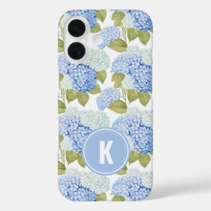 Coque Pour iPhone 16 Élégant Motif de fleurs d'hydragea bleu
