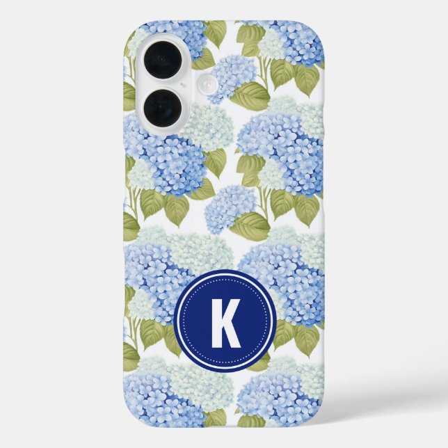 Coques Case-Mate iPhone Élégant Motif de fleurs d'hydragea bleu (Verso)