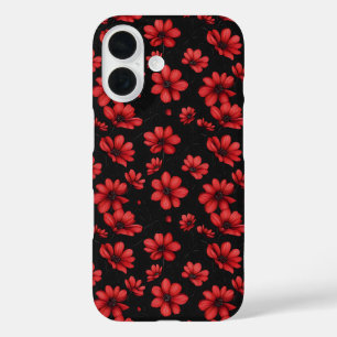 Coque Pour iPhone 16 Élégant Motif de fleurs rouges