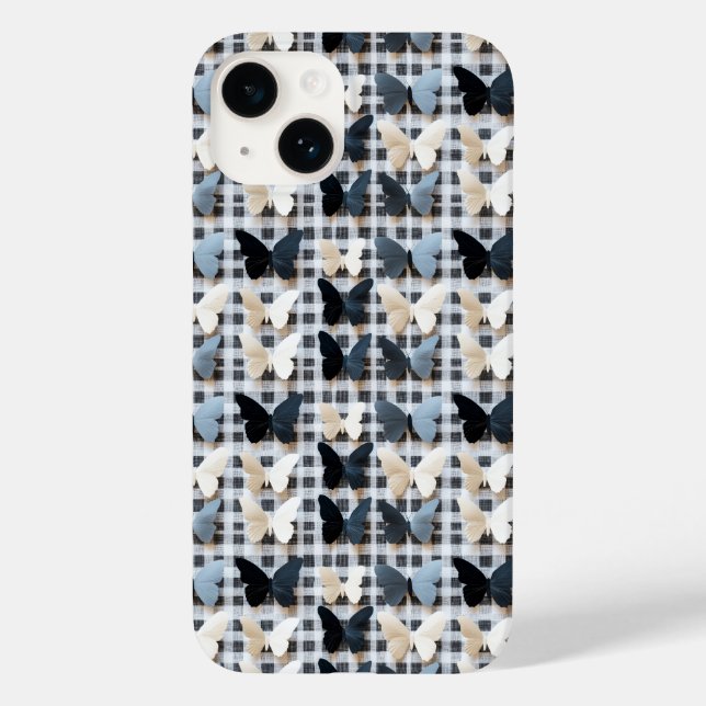 Coques Case-Mate iPhone Élégant Motif de grille papillon (Verso)