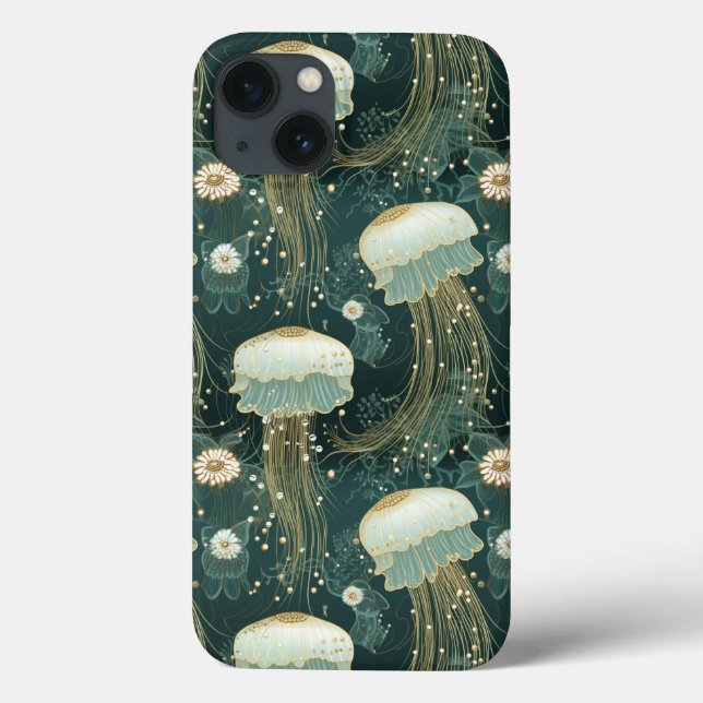 Coques Case-Mate iPhone Élégant Motif de méduse - Nom personnalisé (Verso)