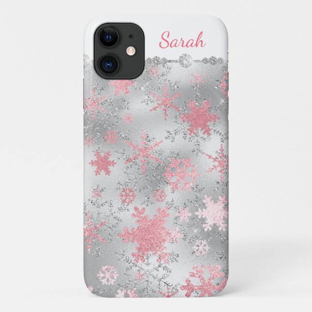 Coques Case-Mate iPhone Élégant Motif de Noël vert rose (Dos)