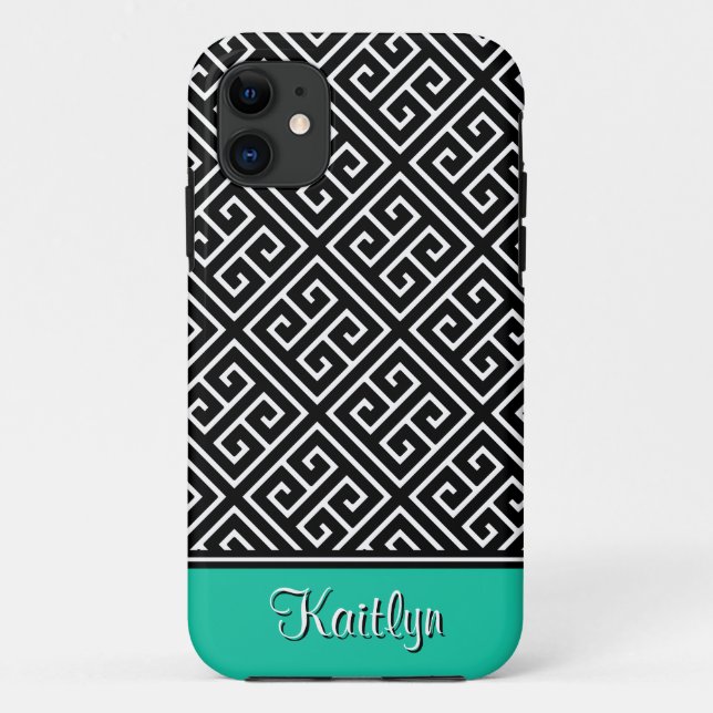 Coques Case-Mate iPhone Élégant Motif et nom de clé grecque (Dos)