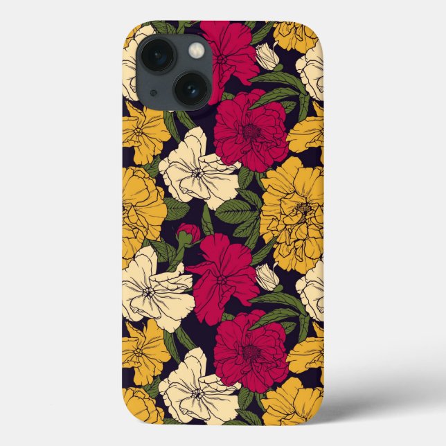 Coques Case-Mate iPhone Élégant motif floral (Verso)