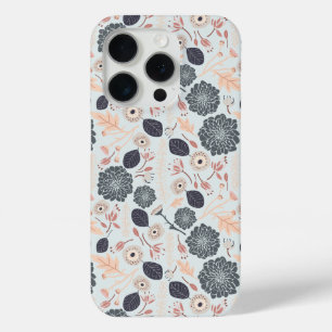 Coque Case-Mate iPhone Élégant motif floral bleu gris