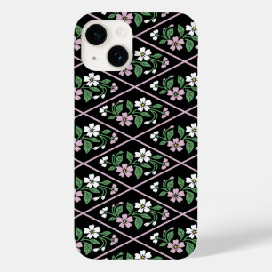 Coque Case-Mate iPhone Élégant motif floral noir rose et blanc