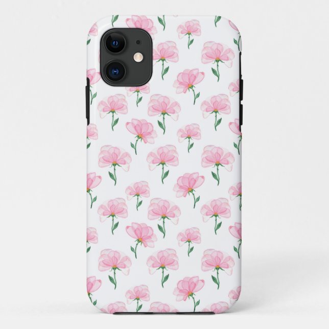 Coques Case-Mate iPhone Élégant motif floral rose (Dos)