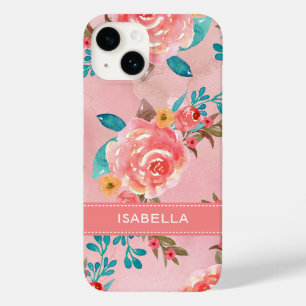 Coque Case-Mate iPhone Elégant motif floral rose aquarelle