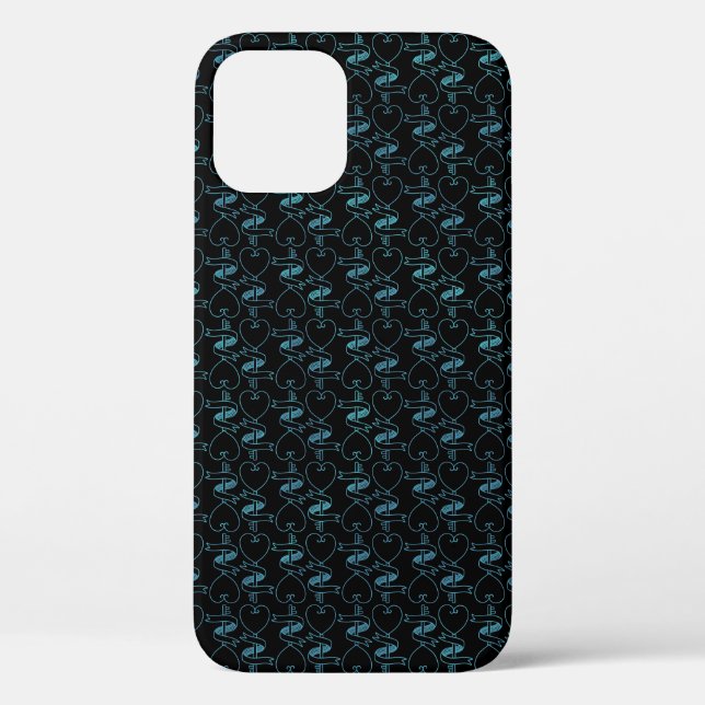 Coques Case-Mate iPhone Élégant motif moderne de cœurs et de clés bleus | (Verso)