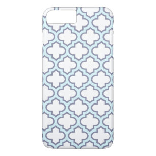 Coque Case-Mate iPhone Élégant motif morocain quatrefeuilles bleu clair