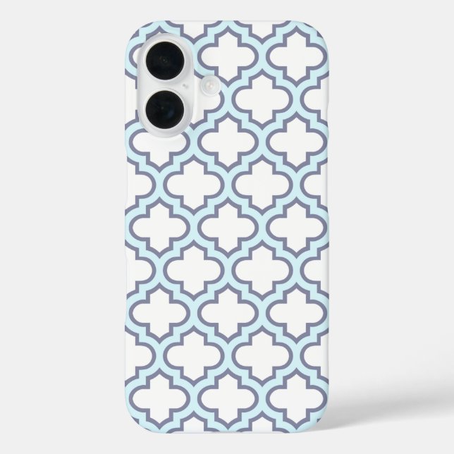 Coques Case-Mate iPhone Élégant motif morocain quatrefeuilles bleu clair (Verso)