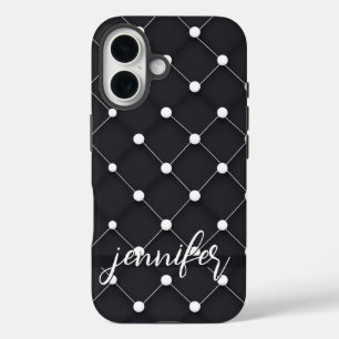 Coque Pour iPhone 16 Élégant Motif pointillé noir et blanc