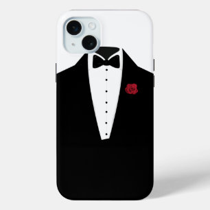 Coque iPhone 15 Mini Elégant noir blanc Tuxedo Mens