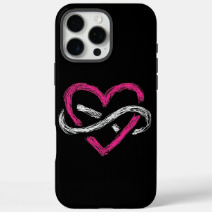 Coque iPhone 16 Pro Max Élégant noir élégant Infinité Noir Coeur