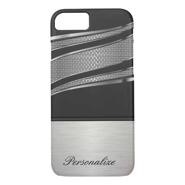 Coques Case-Mate iPhone Elégant noir et argent Chrome Mesh (Dos)