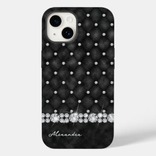 Coque Case-Mate iPhone Élégant noir et diamant Faux Parties scintillant M