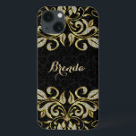 iPhone 13 Coque Elégant Noir Et Faux Or & Parties scintillant<br><div class="desc">Elégant faux or et diamants parties scintillant floral tourbillonne sur les damas floral noir. Si vous avez besoin d'aide pour customiser un de mes designs,  contactez le concepteur ArtOnWear. Mise en forme de texte gratuite avec aide en direct disponible sur demande.</div>