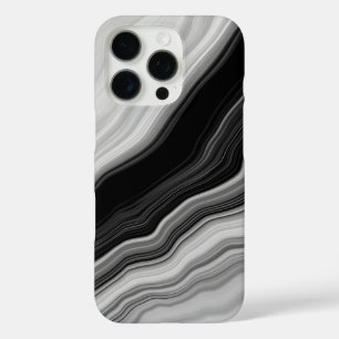 Coque iPhone 16 Pro Élégant noir et Marbre blanc  Motif