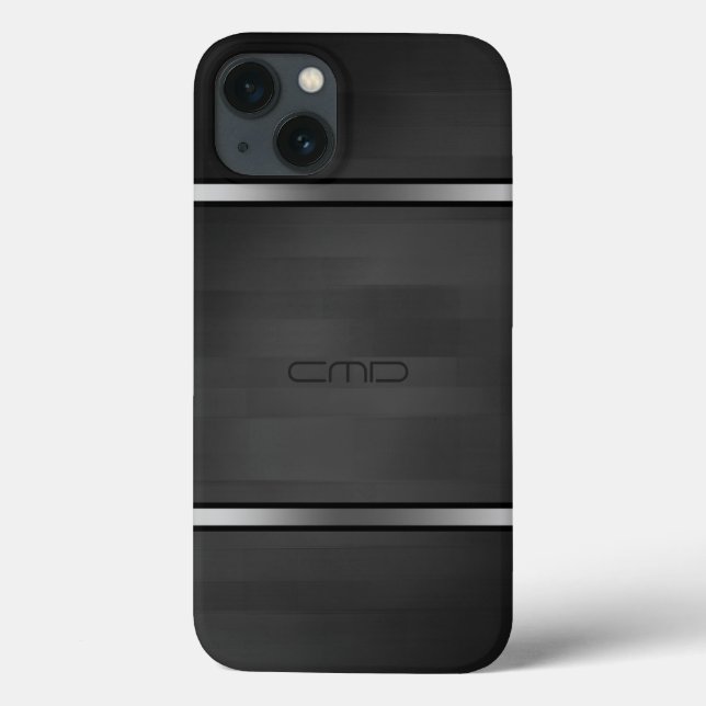 Coques Case-Mate iPhone Elégant noir Faux bois rayures Argent Accent (Verso)