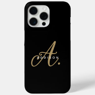 Coque Case-Mate iPhone Élégant Noir Noir Script Monogramme