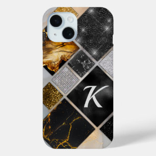 Coque Case-Mate iPhone Elégant noir or argent géométrique