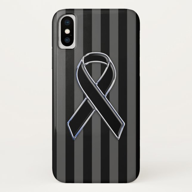 Coques Case-Mate iPhone Élégant Noir Sensibilisation au Ruban Bande Vertic (Dos)