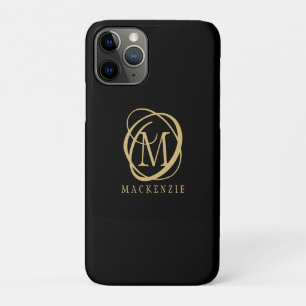 Case-Mate iPhone Case Élégant Nom Monogramme Or Noir