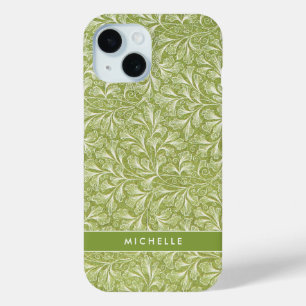 Coque Case-Mate iPhone Élégant Nom Personnalisé Botanique Vert