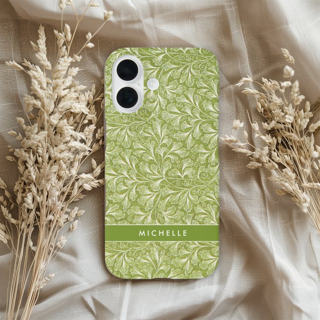 Coques Case-Mate iPhone Élégant Nom Personnalisé Botanique Vert (Créateur téléchargé)
