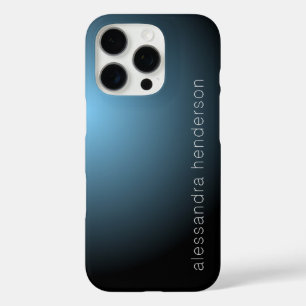 Coque iPhone 16 Pro Elégant nom personnalisé marine bleu noir ombre mi
