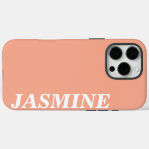 COQUE iPhone 16 PRO MAX ÉLÉGANT NOM PERSONNALISÉ MODERNE COULEUR PECHE UNI