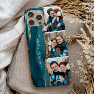 Case-Mate iPhone Case Élégant Noms de Collage de 3 Photos Agate Sarcelle