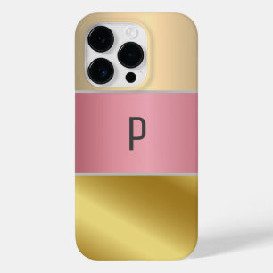 Coque Case-Mate iPhone Élégant or Chopper rose en métal monogramme Nom