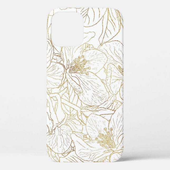 Coques Case-Mate iPhone Elégant Or Fleurs de Fleurs de Fleurs de Cerisier  (Verso)