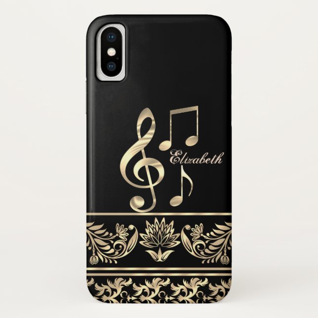 Coques Case-Mate iPhone Élégant or floral, Clé de violon, Note (Dos)