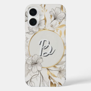 Coque Pour iPhone 16 Élégant or floral Design botanique chic
