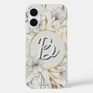 Coque Pour iPhone 16 Élégant or floral Design botanique chic
