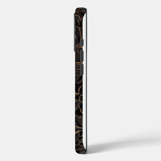 Coque iPhone 16 Pro Elégant or floral sur noir